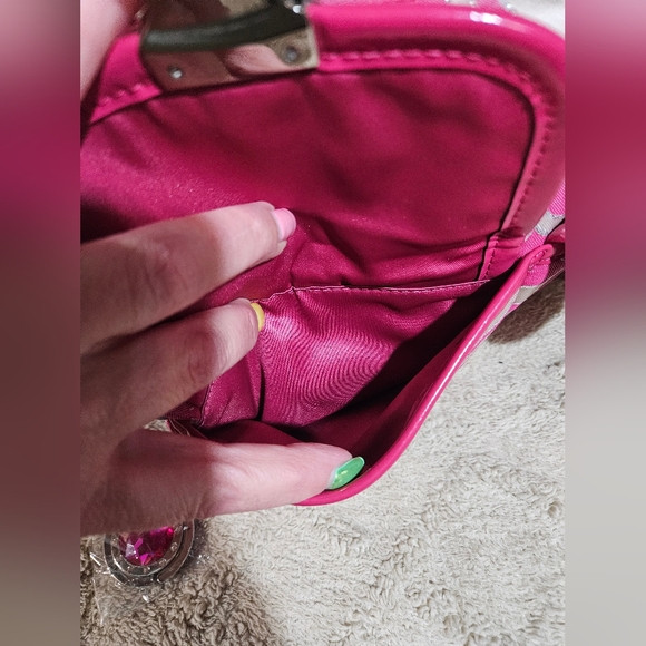 💖Coach Pink, Silver and White Shoulder Bag SET w/Wallet, Cherry Charm & Hanger - Picture 12 of 16